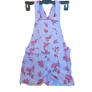 The CHILDREN'S PLACE Pink Floral Denim Overall Shorts , Pastel Pink, Summer